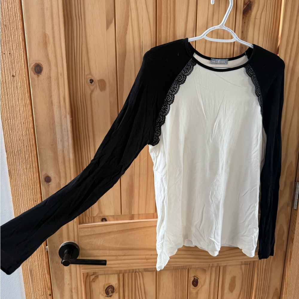 Black and White Asymmetrical Raglan Tee